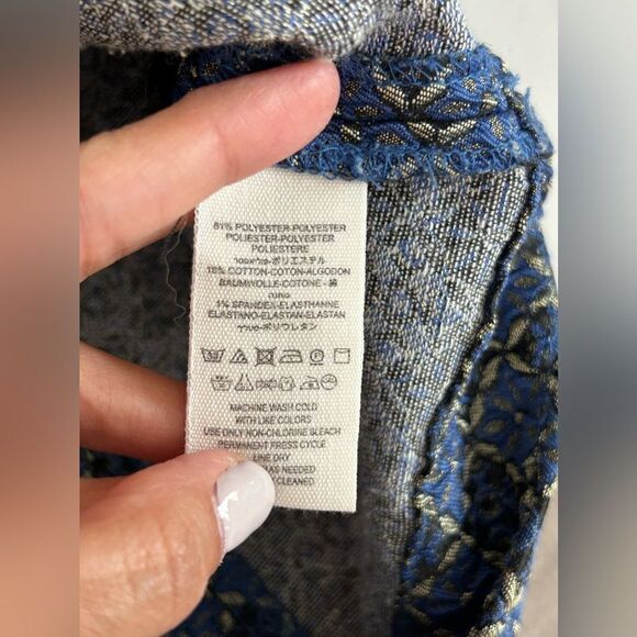 Free People All the Shine Mini Belted Blue Jacquard Wrap Overlay Skirt - Picture 8 of 8